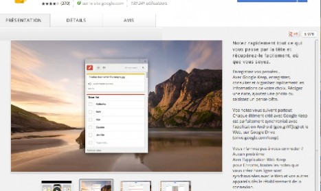 CHROME : APPLICATION GOOGLE KEEP