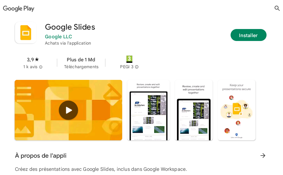 Google Slides sur Mobile