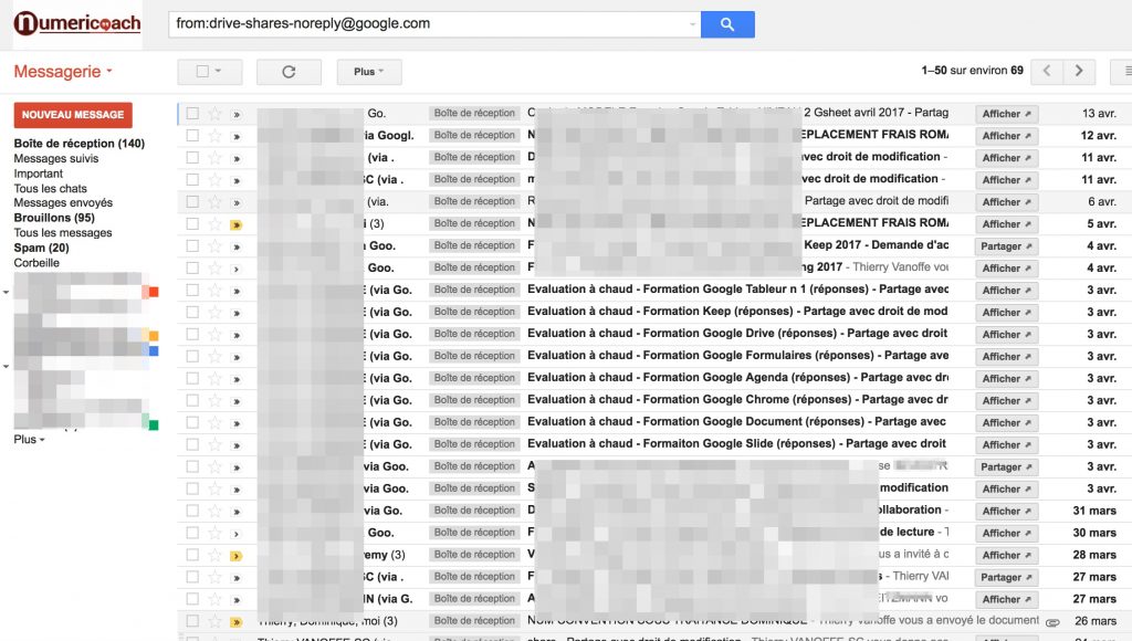 Toutes les notifications Google Drive dans Gmail