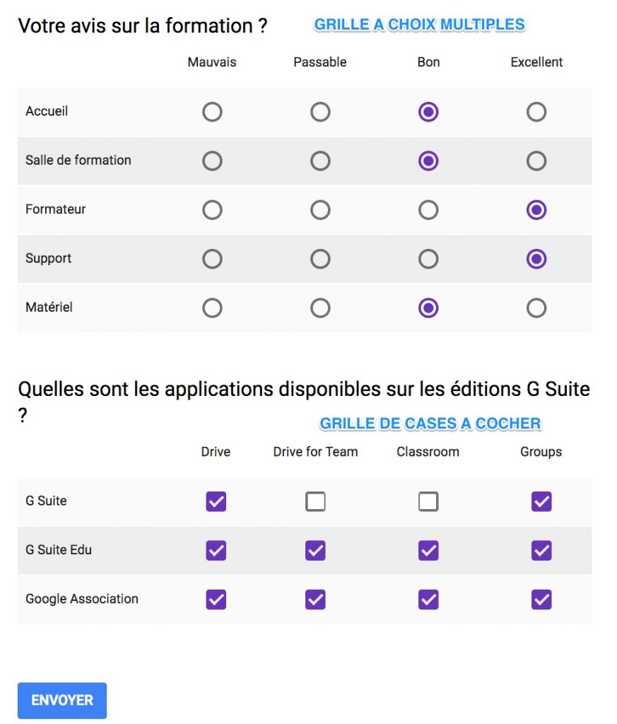 Google Forms Grilles Choix Multiples Et Grilles De Cases Cocher