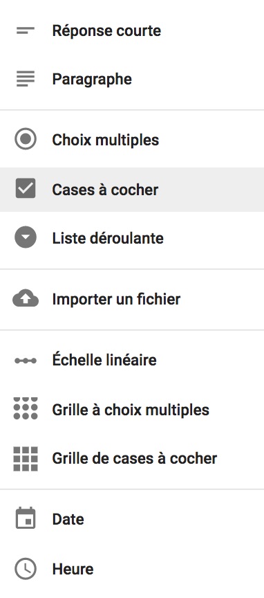 Google Forms : cases à cocher