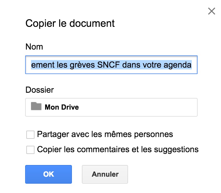 Copier et renommer un document dans Google Drive