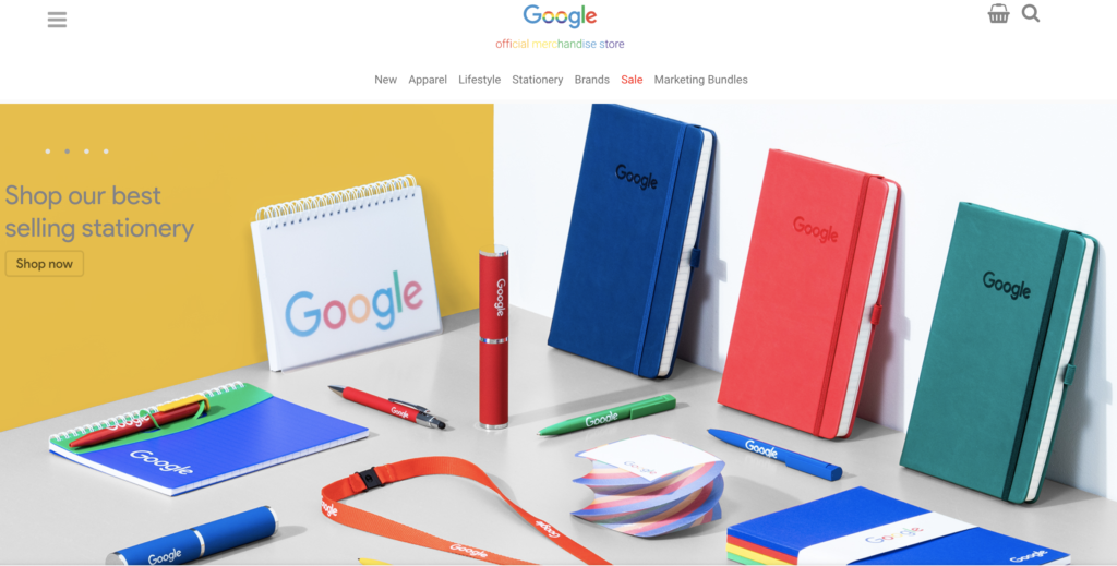 Google Merchandise Store : carnets et stylos