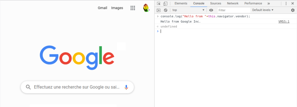 capture console chrome devtools: hello js sample