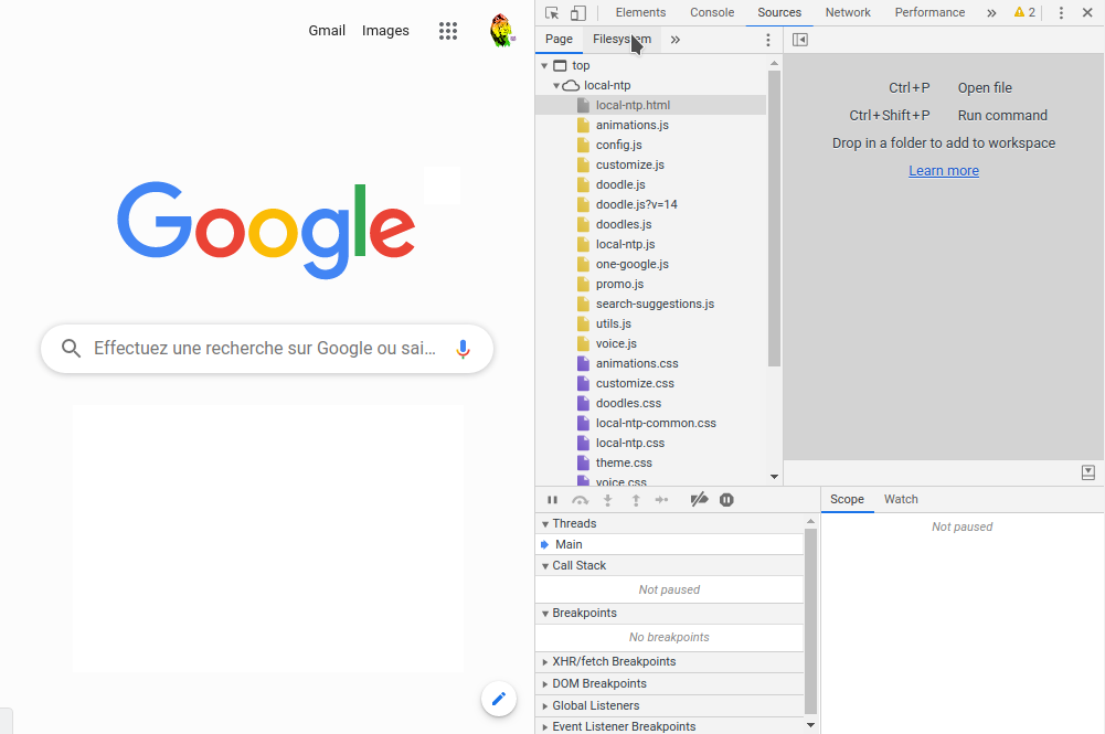 capture chrome devtools: sources tab