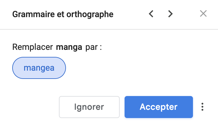 Le correcteur automatique de Google Docs