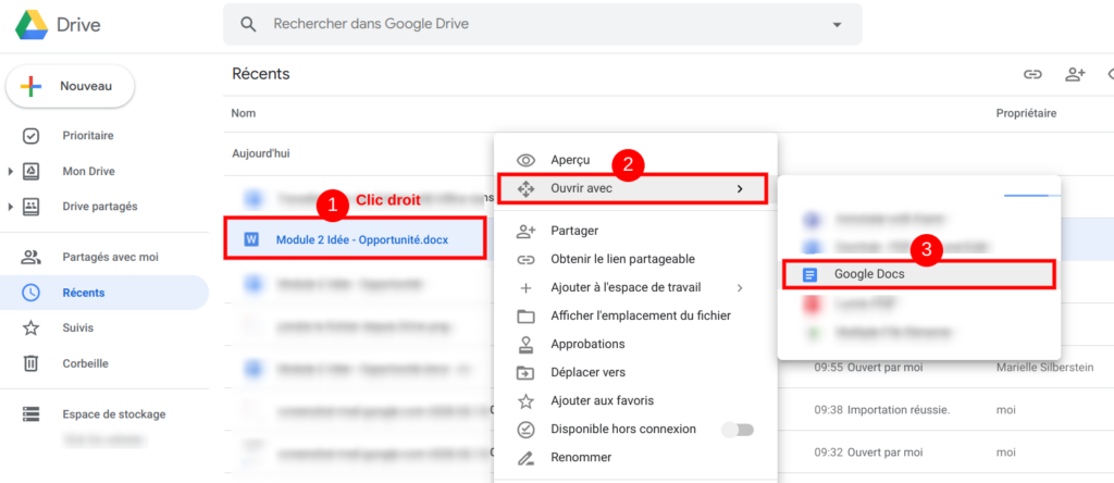 Ouvrir avec Google Docs