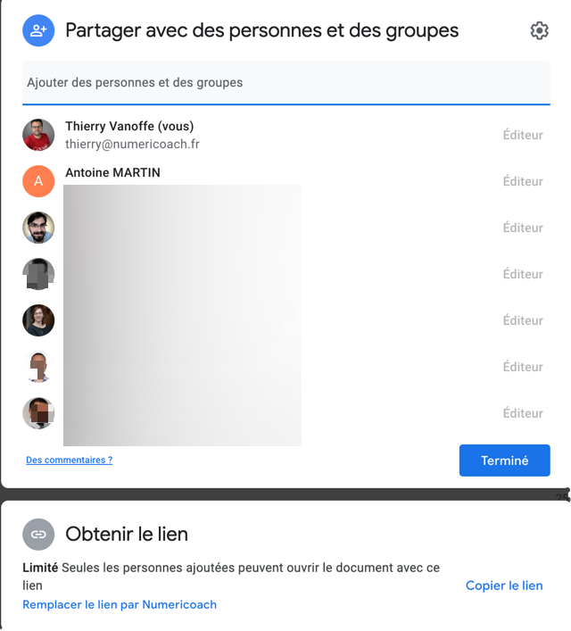 Le partage sur Google Drive