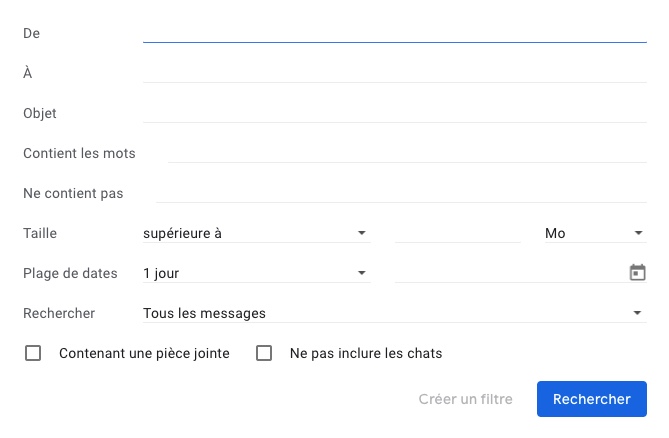 Recherche avancée de Gmail