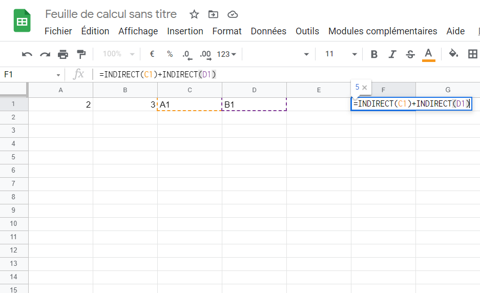 Indirect - Google Sheets