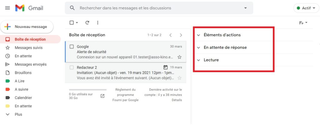 Boîte de réception, Gmail