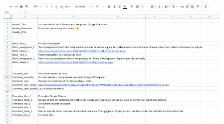 spreadsheet reliant le siteweb