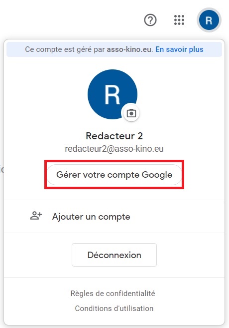 Gmail - Gérer votre compte Google