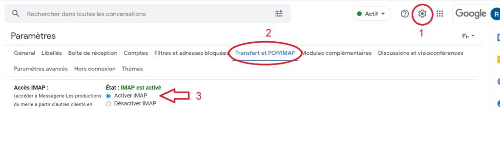 Gmail - Activer IMAP