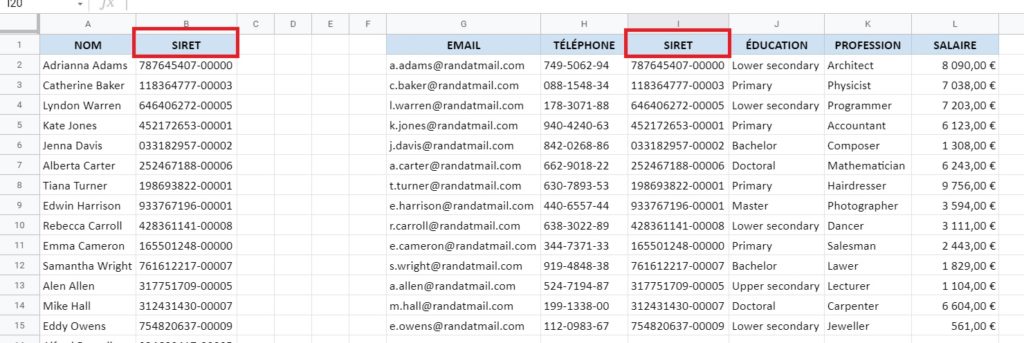 Google sheets - BDLIRE