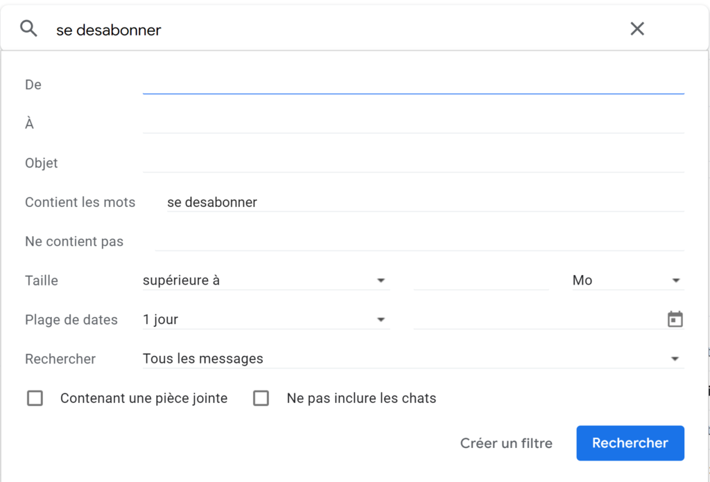 Gmail - Créer un filtre
