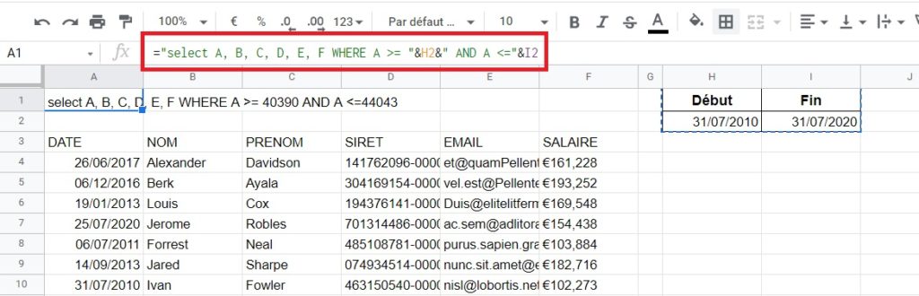 Google Sheets - Query