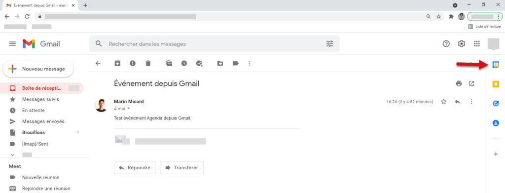 Gmail : Créer un Événement depuis Agenda.