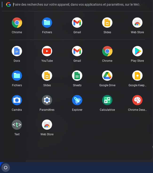 Chromebook : lanceur d'applications plus petit