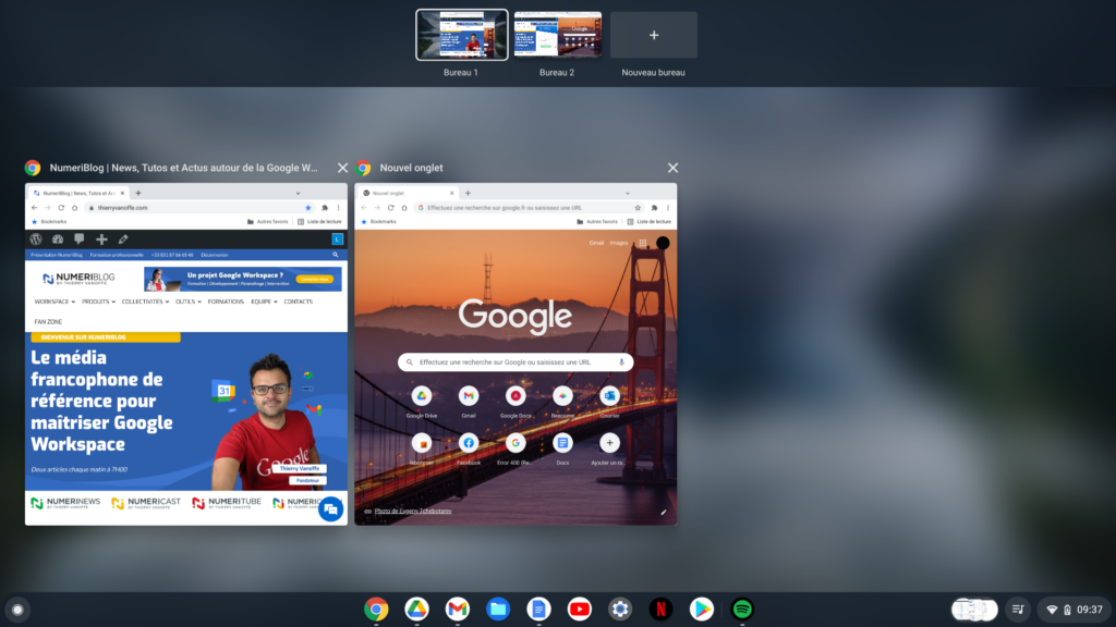 Chromebook : organiser les fenêtres et les bureaux virtuels 
