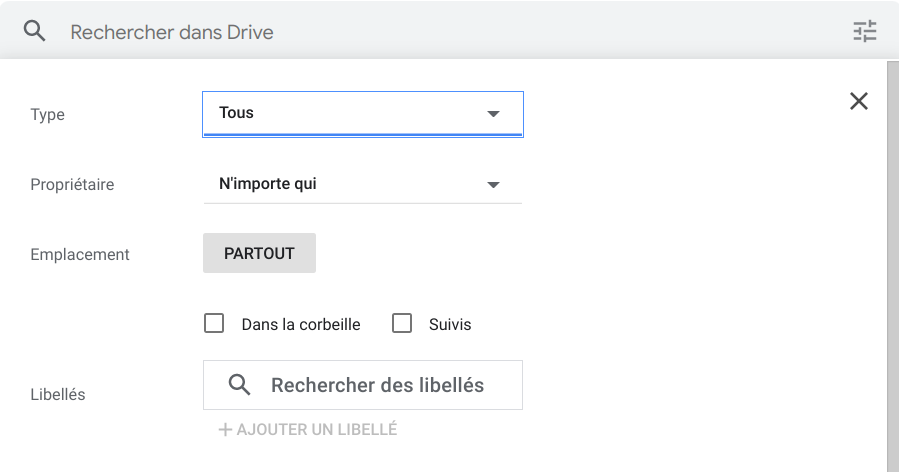 configurer les libellés sur Google Drive