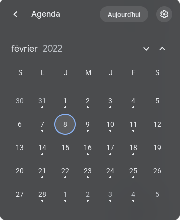 Chrome OS 97 : flag calendrier