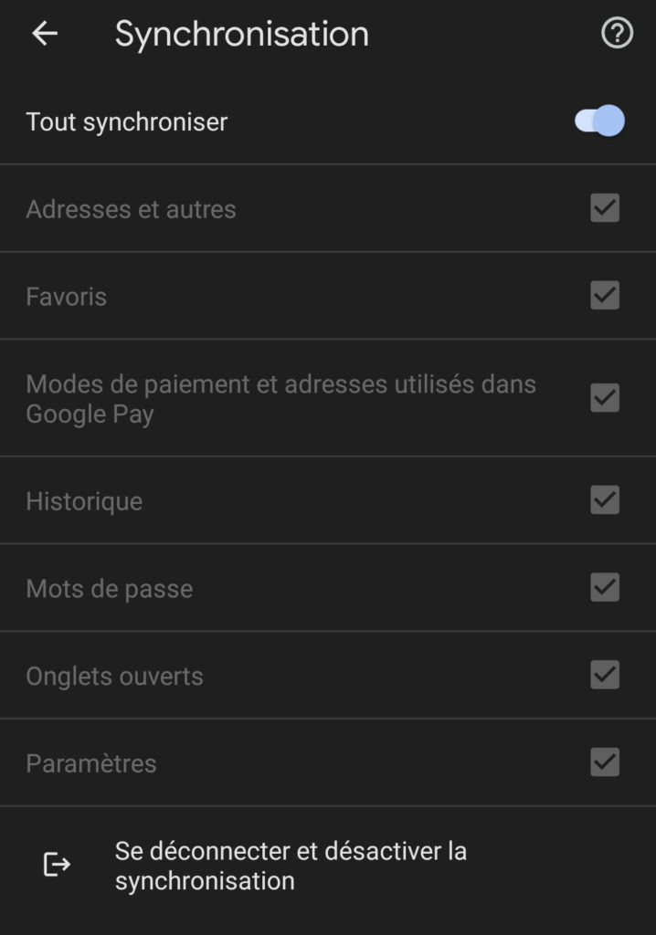 Chrome : synchronisation du navigateur sur un appareil Android