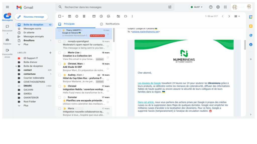 Nouvelle interface Gmail