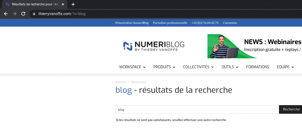 Chrome : raccourci de recherche sur un site Web dans la barre d'URL du navigateur