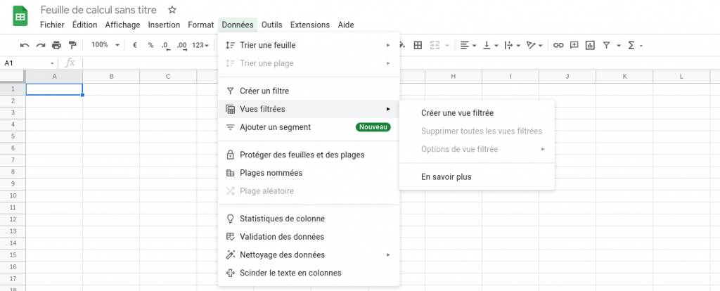 Google Sheets : créer une vue filtrée