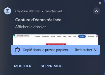 Chromebook : les captures d'écran sont copiées dans le presse-papiers