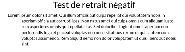 Google Docs : retrait négatif