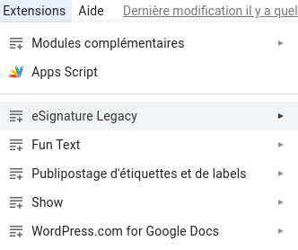 Google Docs : nouveau menu pour les extensions