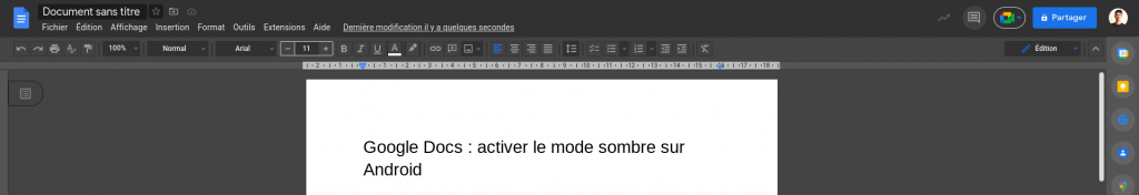 Google Docs : mode sombre sur l'application Web