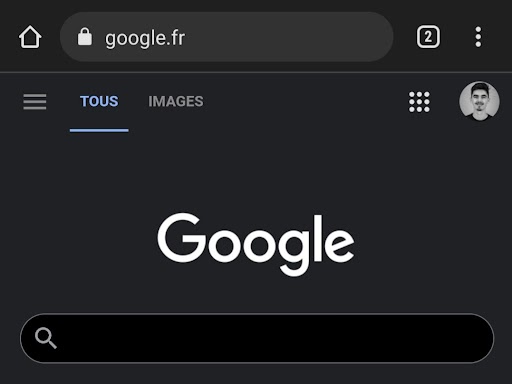 Chrome pour Android : barre d'outils du navigateur