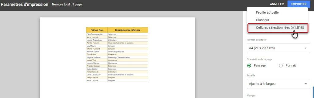 Générer un PDF dans Google Sheets