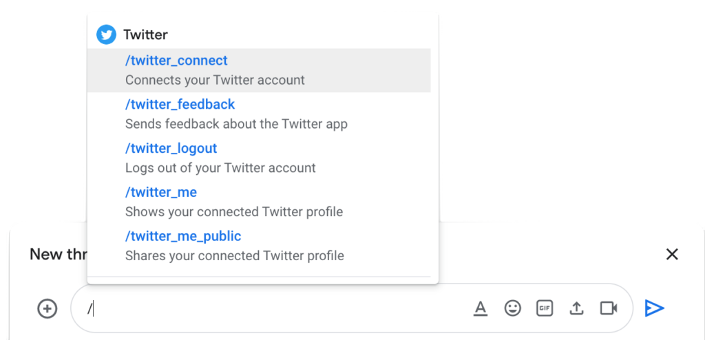 Commande Slash dans Google Chat