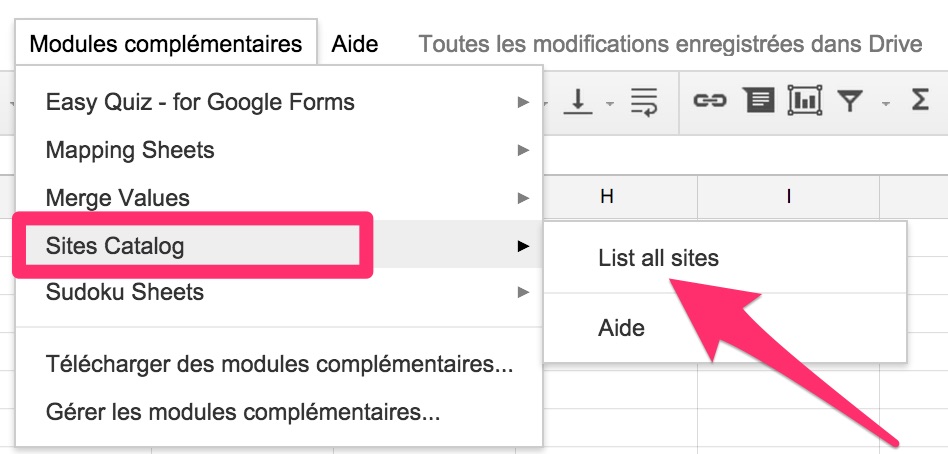 Google Sheets : modules complémentaires