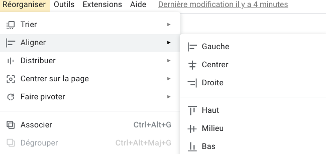 Google Slides nouveau menu 2022 menu réorganiser