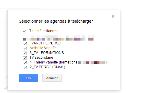 Sélectionner tous les agendas à télécharger