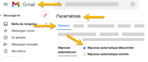 Illustration de la réponse automatique dans Gmail