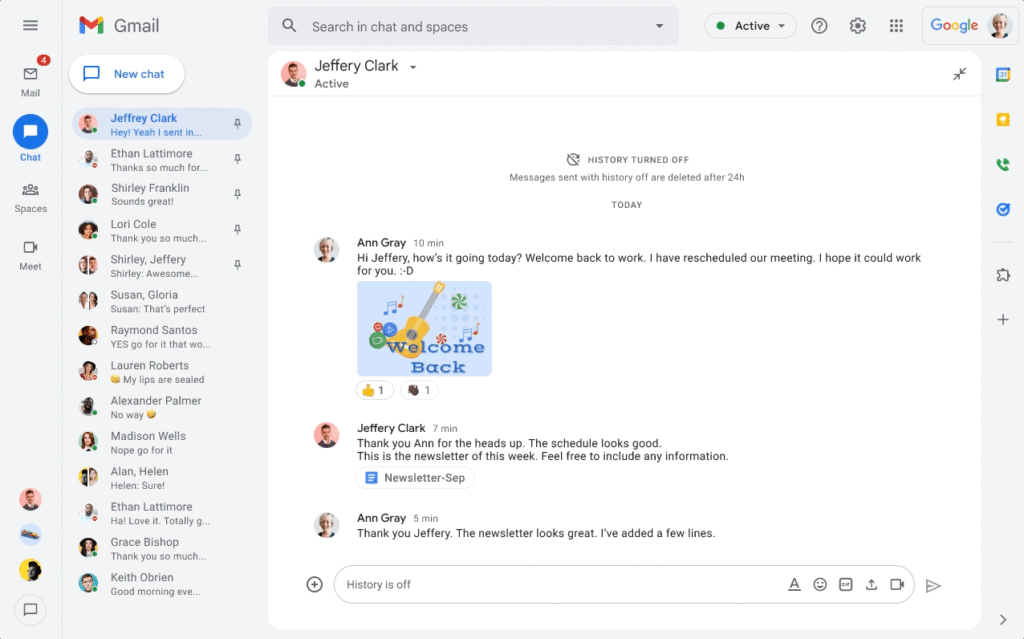 Création de conversations Google Chat