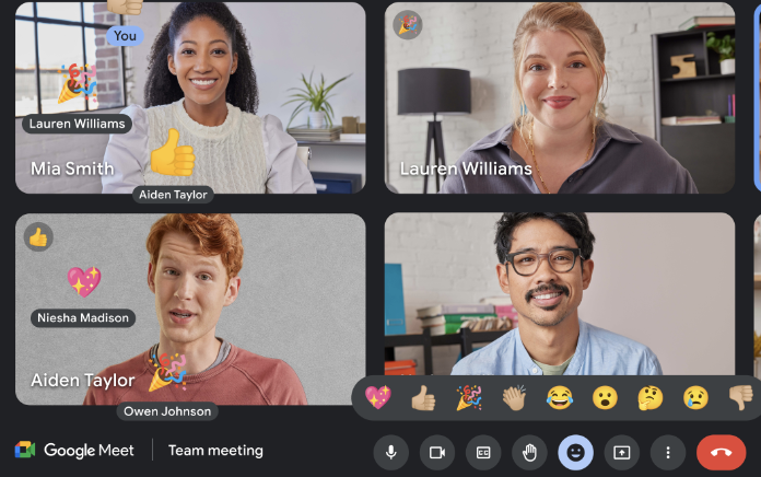 Google Meet : emojis et récations