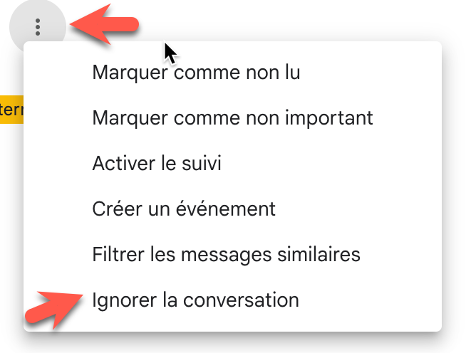 Gmail : mute la conversation