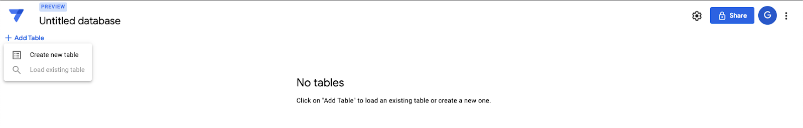 AppSheet Database : Création d'une nouvelle table