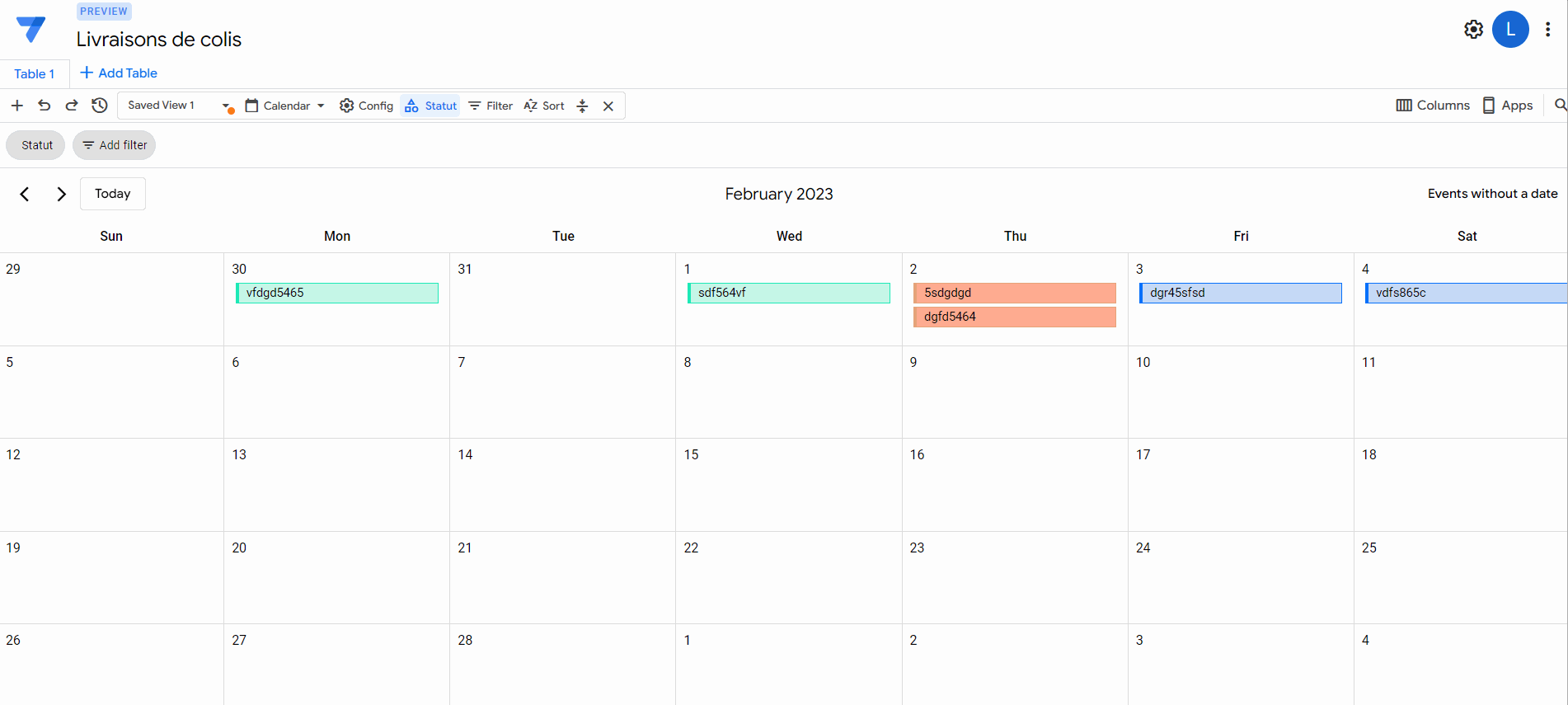 AppSheet Databses : Calendar Layout