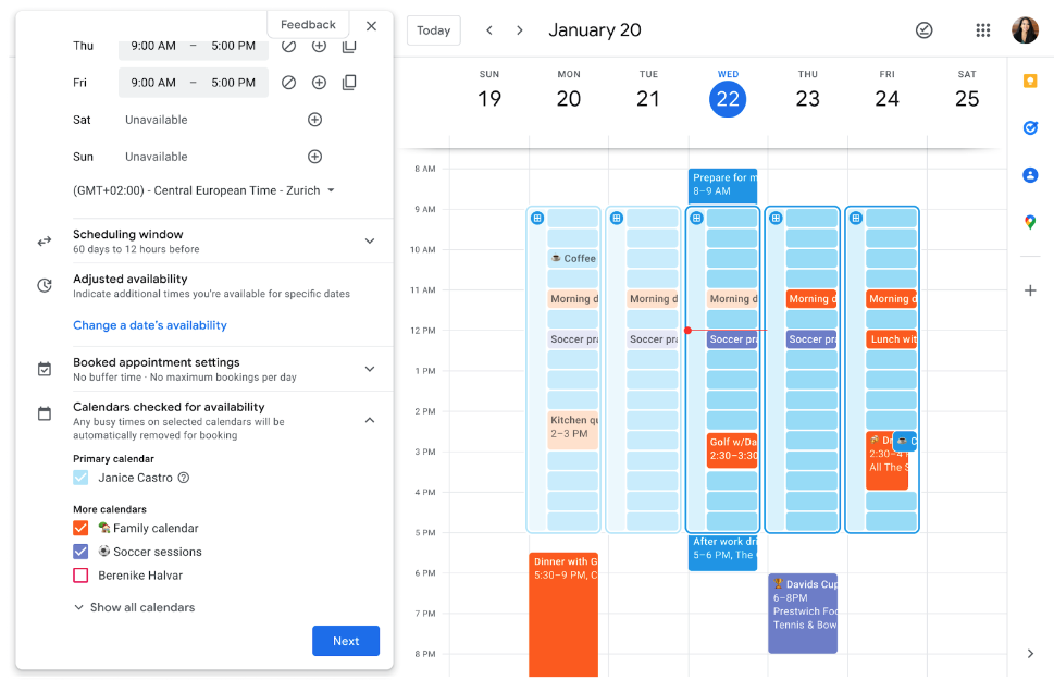 Planification des rendez-vous sur Google Agenda