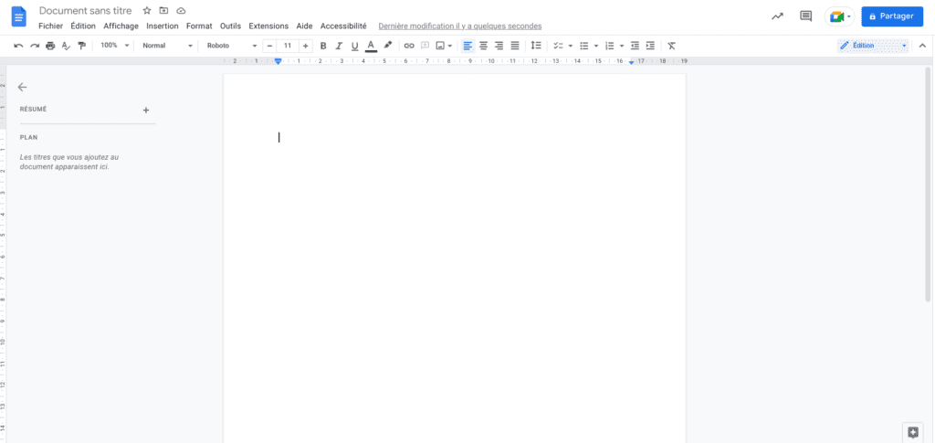 Google Docs interface d'avant