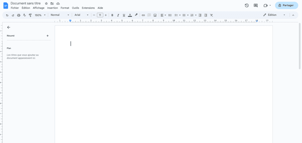 Google Docs interface actuelle