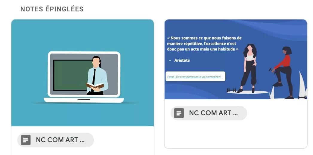 Les épinglés sur Google Keep